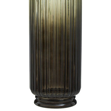 Orsina Chima Large Grey Ribbed Glass Vase – Ombre Smoked Glass Decor