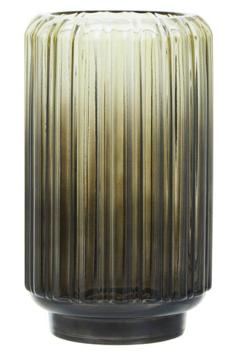 Orsina Chima Small Grey Ribbed Glass Vase – Footed Tabletop Decor