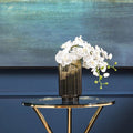 Orsina Chima Small Grey Ribbed Glass Vase – Footed Tabletop Decor