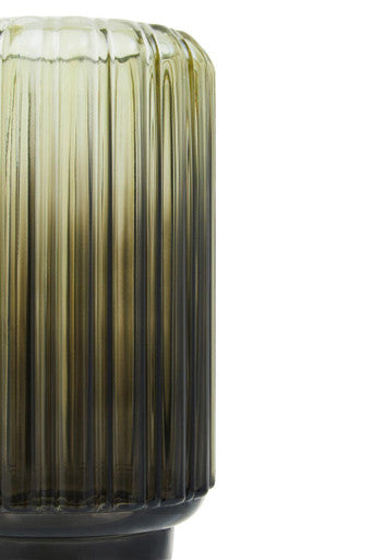 Orsina Chima Small Grey Ribbed Glass Vase – Footed Tabletop Decor