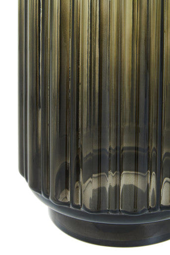 Orsina Chima Small Grey Ribbed Glass Vase – Footed Tabletop Decor