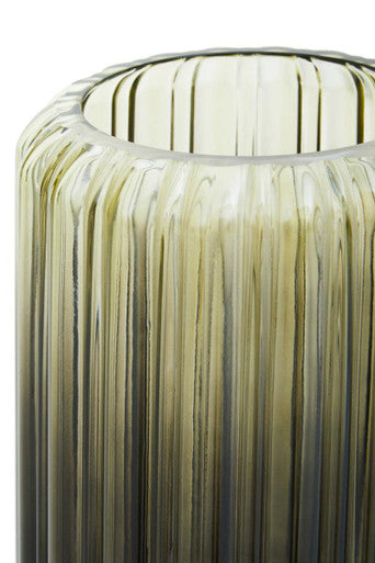 Orsina Chima Small Grey Ribbed Glass Vase – Footed Tabletop Decor