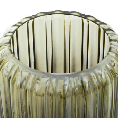 Orsina Chima Small Grey Ribbed Glass Vase – Footed Tabletop Decor