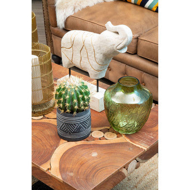 Orsina Corie Small Green Glass Vase – Botanical Embossed Flower Vase