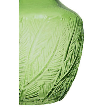 Orsina Corie Small Green Glass Vase – Botanical Embossed Flower Vase
