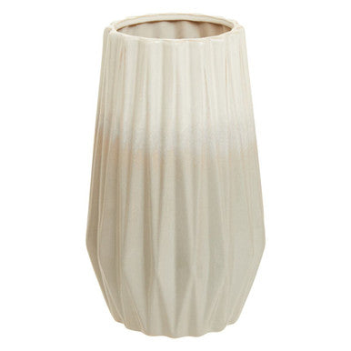 Orsina Azul Small Ceramic Ombre Vase – Grey and White Ribbed Decor