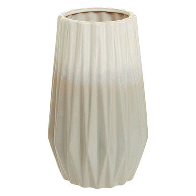 Orsina Azul Small Ceramic Ombre Vase – Grey and White Ribbed Decor