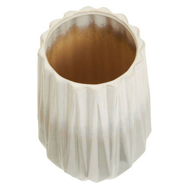 Orsina Azul Small Ceramic Ombre Vase – Grey and White Ribbed Decor
