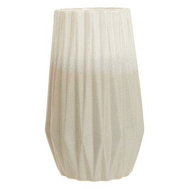 Orsina Azul Small Ceramic Ombre Vase – Grey and White Ribbed Decor