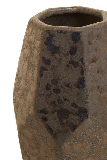 Orsina Salvo Small Ceramic Vase – Handcrafted Black Metallic Decor