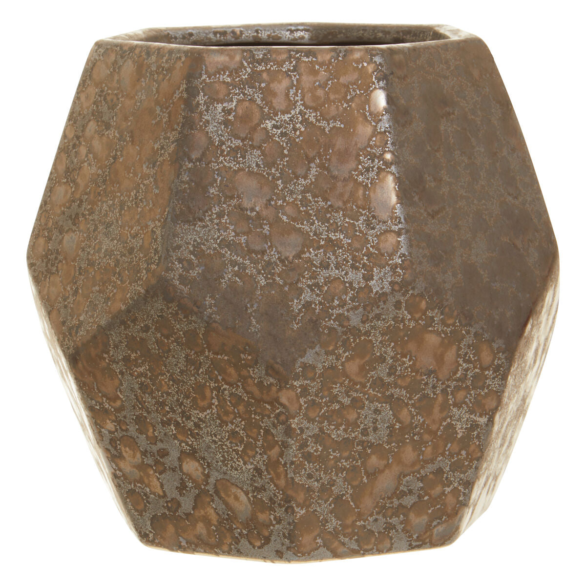 Orsina Salvo Large Ceramic Planter – Black Metallic Geometric Pot
