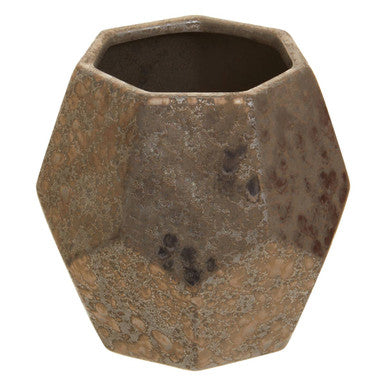 Orsina Salvo Large Ceramic Planter – Black Metallic Geometric Pot