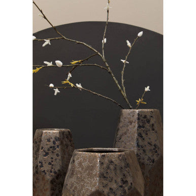 Orsina Salvo Large Ceramic Planter – Black Metallic Geometric Pot