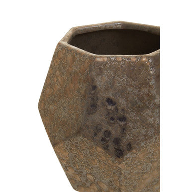 Orsina Salvo Large Ceramic Planter – Black Metallic Geometric Pot