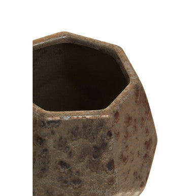 Orsina Salvo Large Ceramic Planter – Black Metallic Geometric Pot