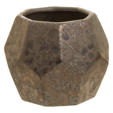 Orsina Salvo Small Ceramic Planter – Black Metallic Geometric Pot
