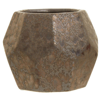Orsina Salvo Small Ceramic Planter – Black Metallic Geometric Pot