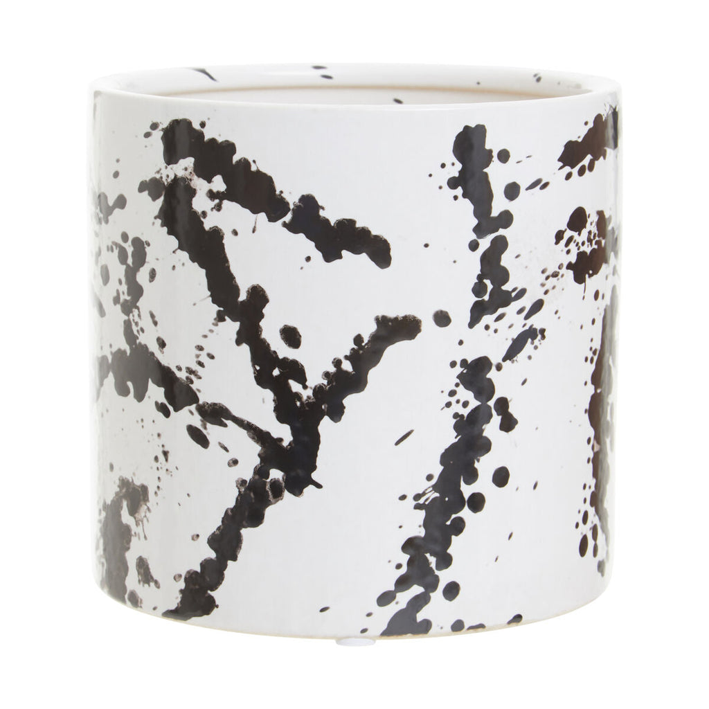 Orsina Sorrell Small Ceramic Planter – Black and White Succulent Pot