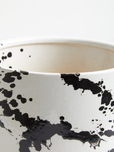 Orsina Sorrell Small Ceramic Planter – Black and White Succulent Pot