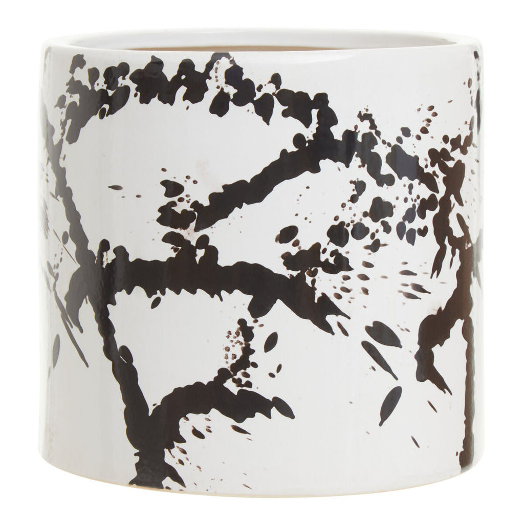 Orsina Sorrell Large Ceramic Planter – Black and White Modern Pot