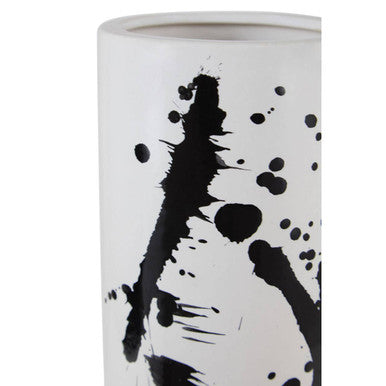 Orsina Sorrell Small Ceramic Vase – Black and White Hand-Finished