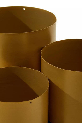 Orsina Avento Gold Finish Metal Planters with Black Stands – Set of 3