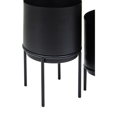 Orsina Avento Black Metal Planters | Set of 3 Modern Indoor Plant Stands