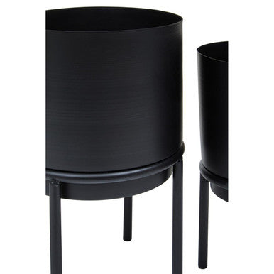 Orsina Avento Black Metal Planters | Set of 3 Modern Indoor Plant Stands