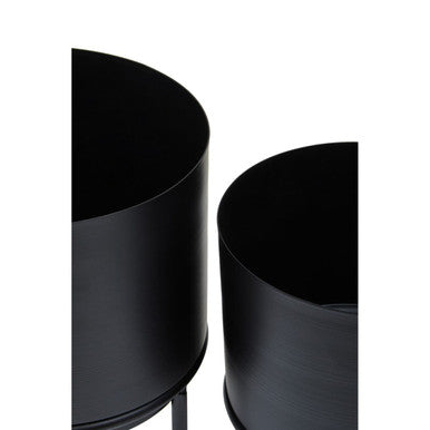 Orsina Avento Black Metal Planters | Set of 3 Modern Indoor Plant Stands