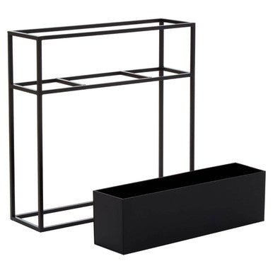 Orsina Asher Floor Standing Black Metal Plant Box | Modern Planter