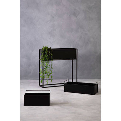 Orsina Asher Floor Standing Black Metal Plant Box | Modern Planter