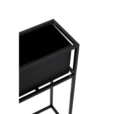 Orsina Asher Floor Standing Black Metal Plant Box | Modern Planter