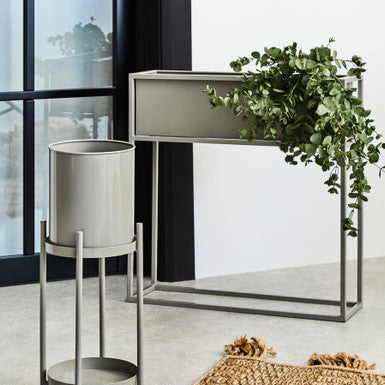 Orsina Asher Floor Standing Grey Plant Box | Minimalist Metal Planter