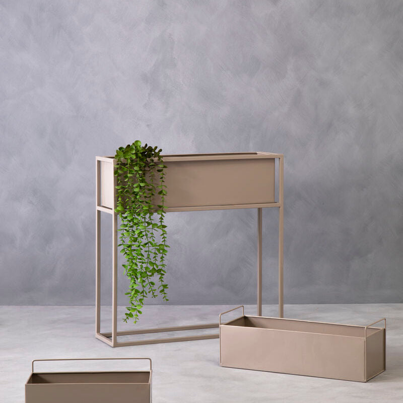 Orsina Asher Floor Standing Grey Plant Box | Minimalist Metal Planter