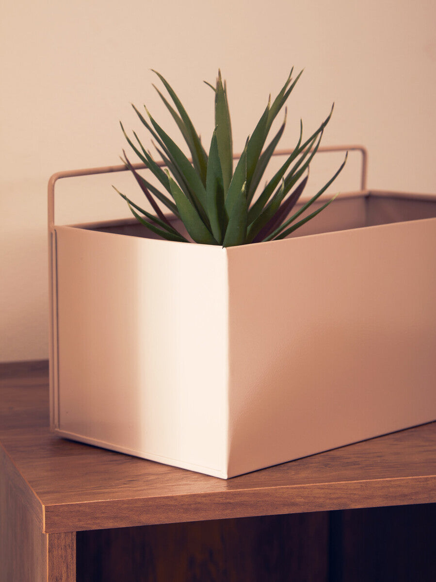 Orsina Asher Wall Plant Box – Grey Natural Metal Indoor Wall Planter