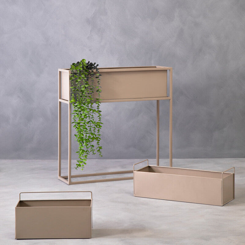 Orsina Asher Wall Plant Box – Grey Natural Metal Indoor Wall Planter