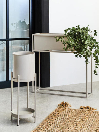 Orsina Asher Floor Standing Plant Box – Natural Wood & Metal Planter