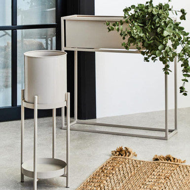 Orsina Asher Floor Standing Plant Box – Natural Wood & Metal Planter