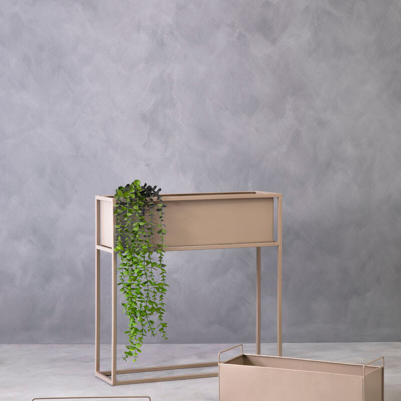 Orsina Asher Floor Standing Plant Box – Natural Wood & Metal Planter