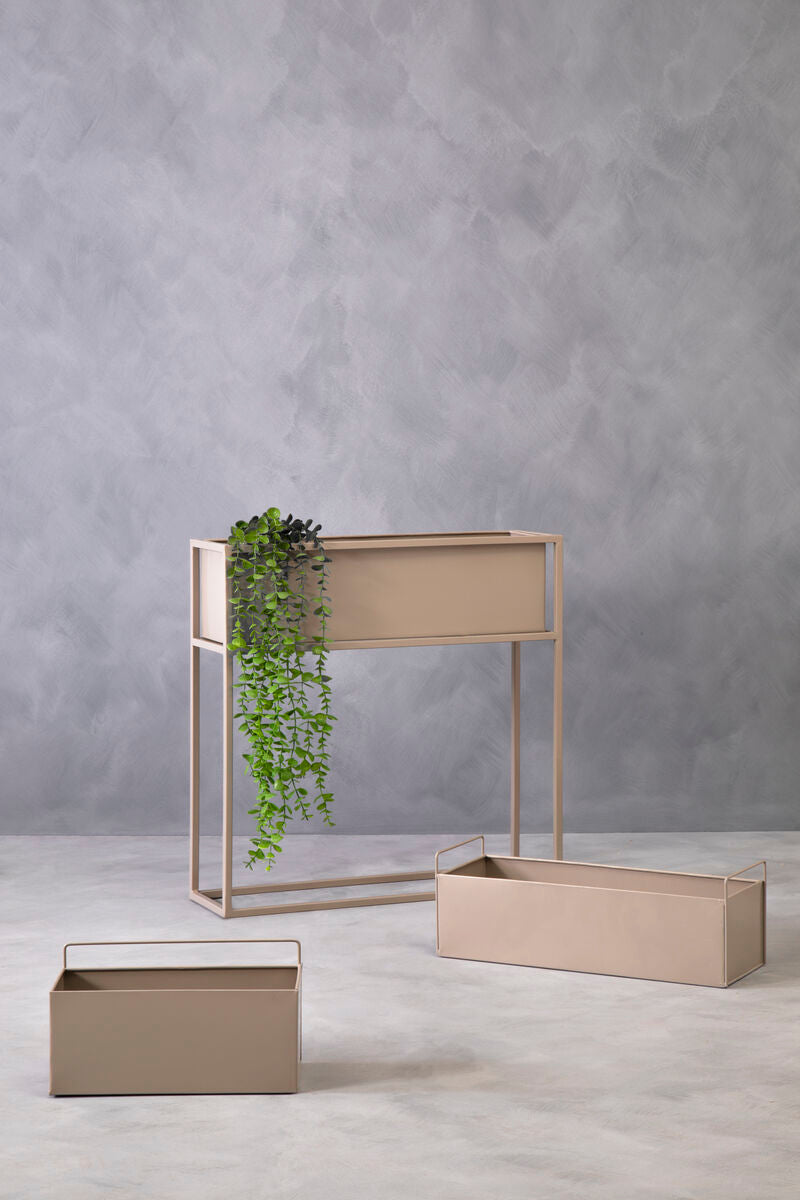 Orsina Asher Floor Standing Plant Box – Natural Wood & Metal Planter