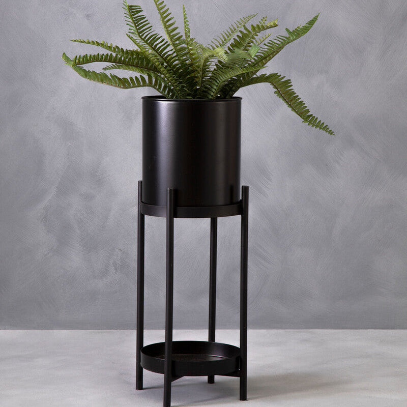 Orsina Asher Two Tier Black Metal Plant Stand – Modern Indoor Pedestal