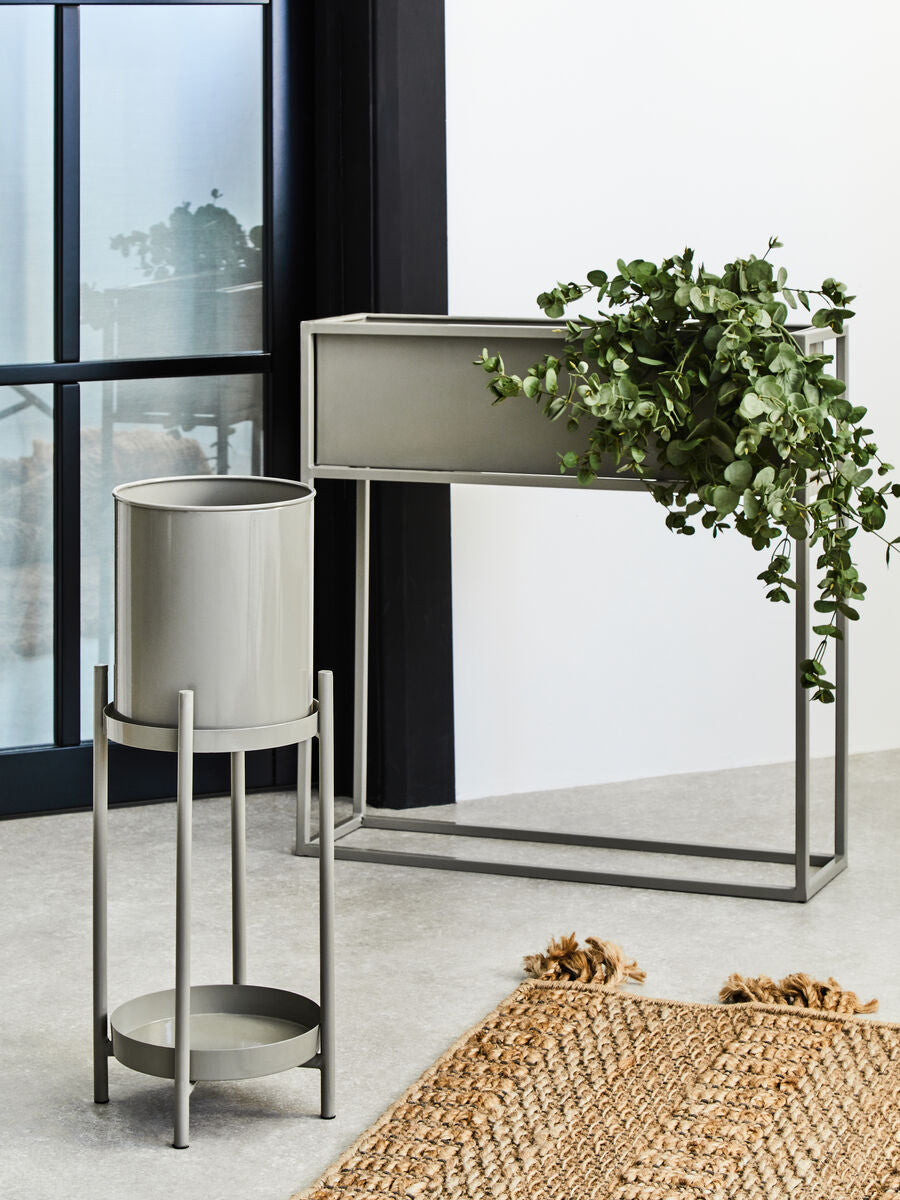 Orsina Asher Two Tier Grey Plant Stand – Modern Metal Indoor Planter