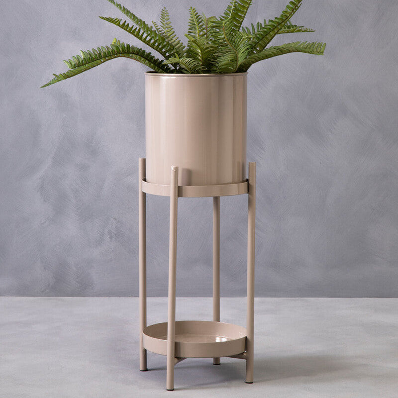 Orsina Asher Two Tier Grey Plant Stand – Modern Metal Indoor Planter