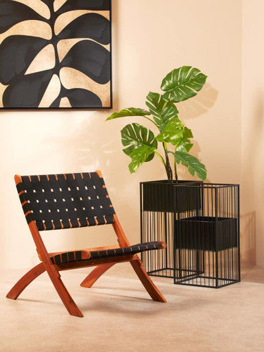 Orsina Alden Black Floor Standing Planter – Modern Iron Plant Stand