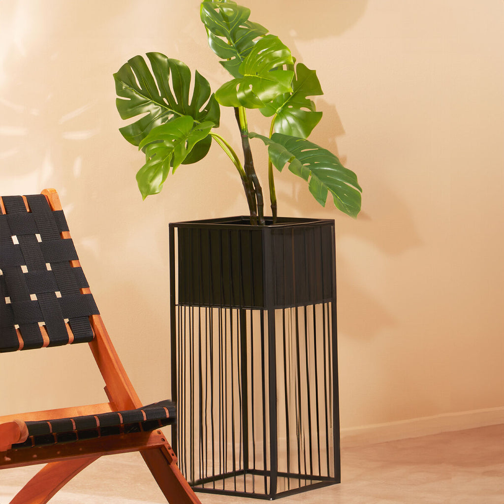 Orsina Alden Black Floor Standing Planter – Modern Iron Plant Stand