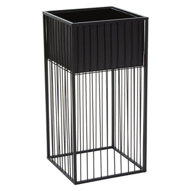 Orsina Alden Floor Standing Planter – Tall Black Iron Square Plant Stand