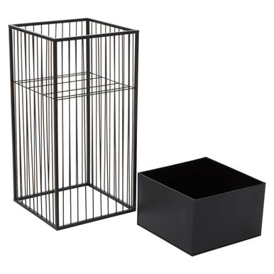 Orsina Alden Floor Standing Planter – Tall Black Iron Square Plant Stand
