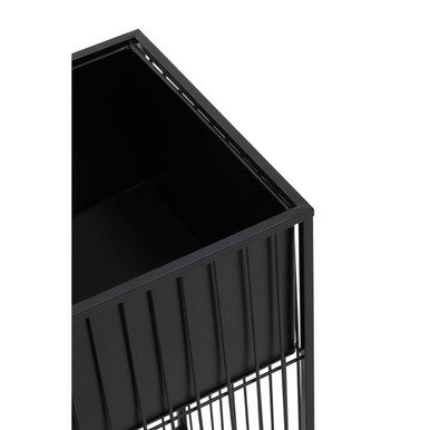 Orsina Alden Floor Standing Planter – Tall Black Iron Square Plant Stand