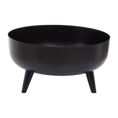 Orsina Alina Black Metal Planter – Modern Round Sculptural Plant Pot
