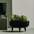 Orsina Alina Black Metal Planter – Modern Round Sculptural Plant Pot